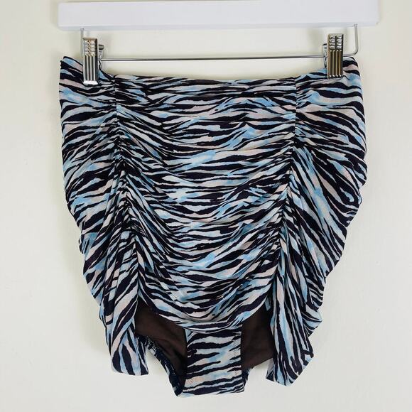 Diane Von Furstenberg Swim Bottoms Blue Animal Print with cover Size Medium - Picture 1 of 5